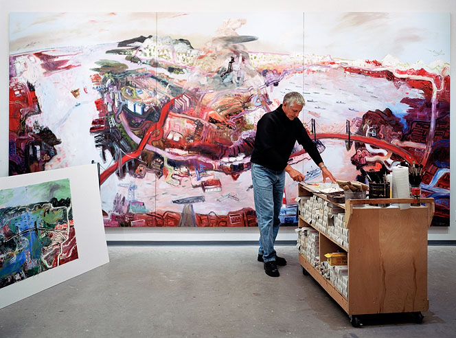 John Hartman in his studio with Halifax